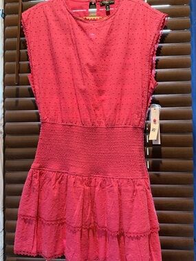 Bloomingdale's Pink Smocked Ruffle Dress